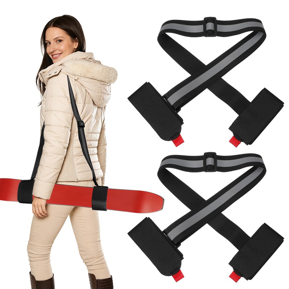 Ski Strap, Adjustable Ski Carrier Shoulder Straps,2Pcs& Black & 48.4"