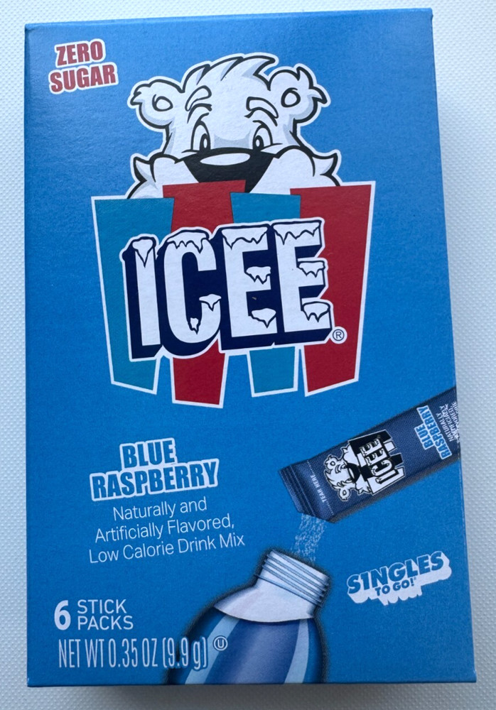 Rare Limited Edition - Icee Blue Raspberry Singles Drink Mix - Zero Sugar Free