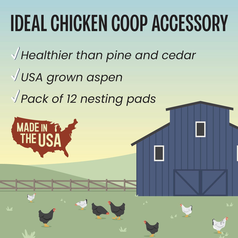 Premium Aspen 12 Pack Excelsior Nesting Liners (12 Pack), Chicken Bedding for Ne