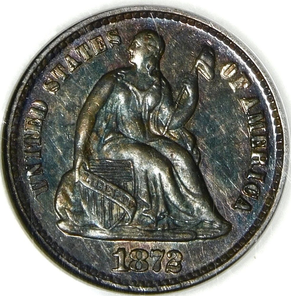 🌈🗽🌈🦅🌈😍NGC MS63 1872 SEATED LIBERTY HALF DIME