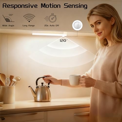 HomeBeyond Under Cabinet Lighting Wireless, 4-Pack Dimmable Motion Sensor LED