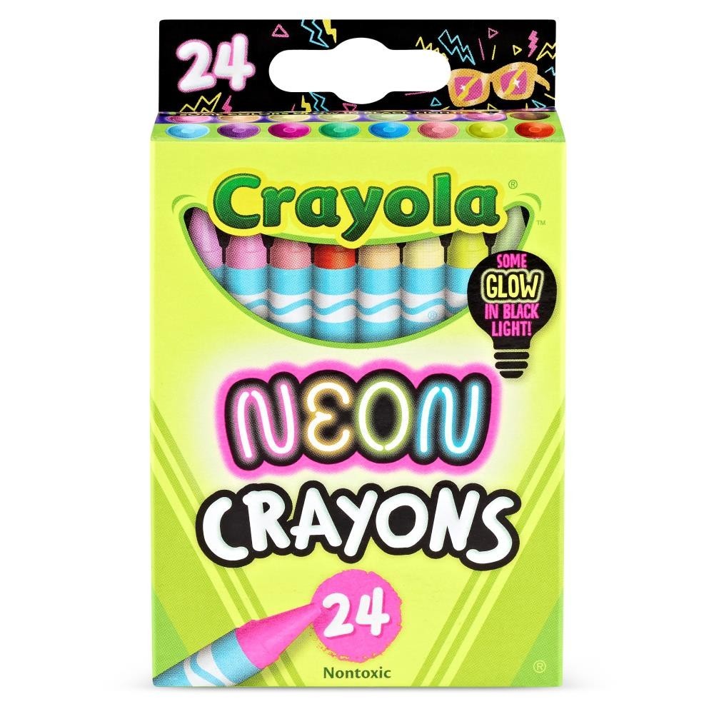 Crayola Neon Crayons 24 Count Special Effect Some Glow in Black Light