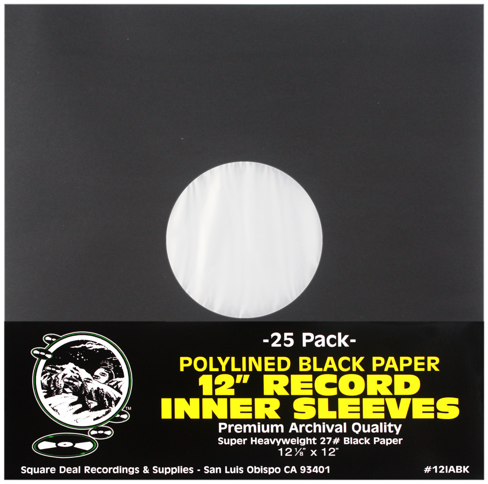 (25) 12" Black Polylined Record Inner Sleeves COLORED Paper Plastic ARCHIVAL