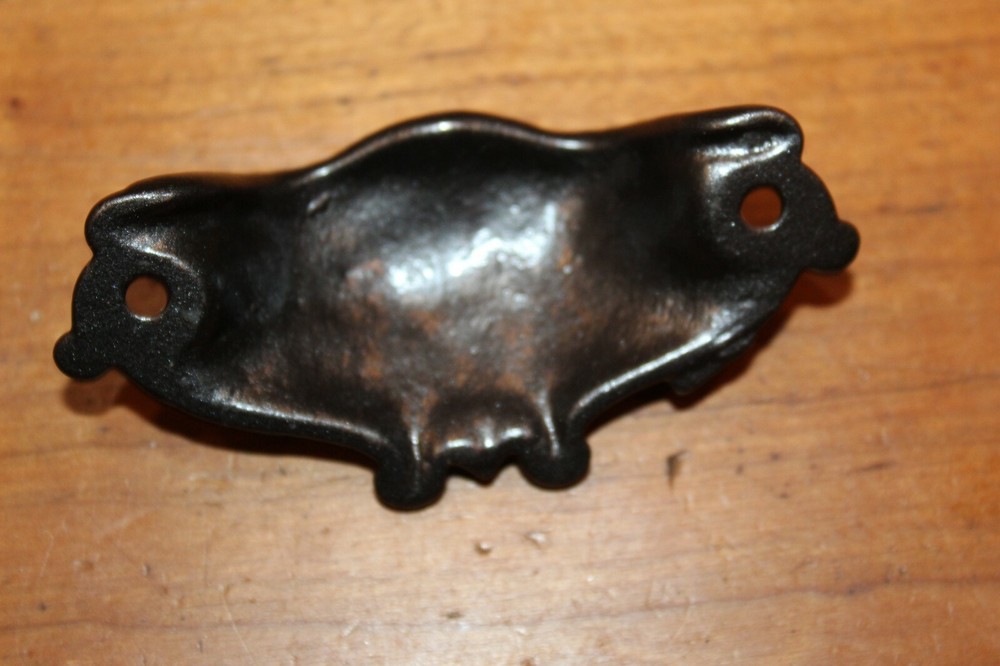 Antique Victorian Cast Iron Detailed Bin Apothecary Cupboard Drawer Pull L-33