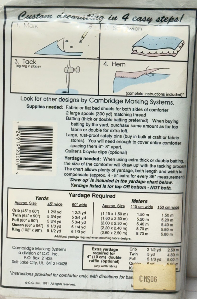 Cambridge Marking Systems - Fabric Template (Diamonds) - New