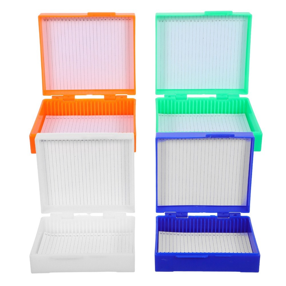 4 Pcs Microscope Slide Case Accessories Storage Holder Plastic Rectangle