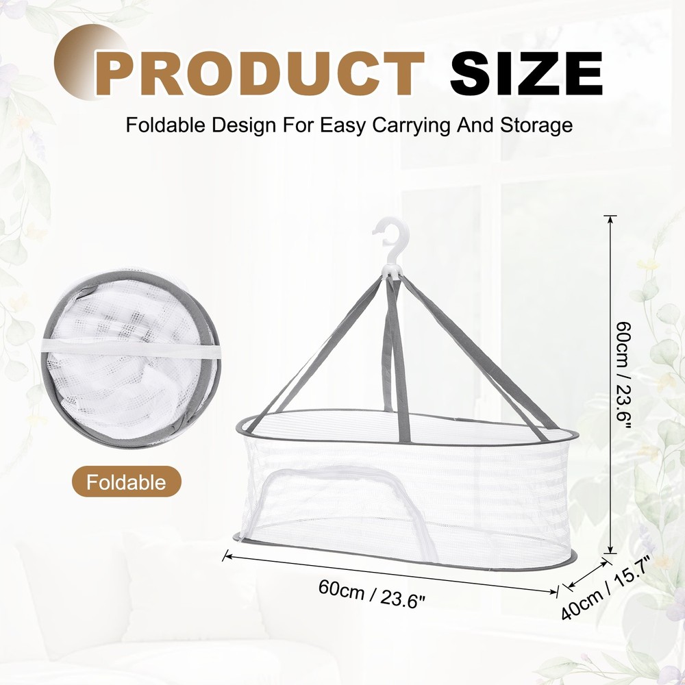 Herb Drying Rack, 24" 1-Layer Hanging Drying Mesh Net, White