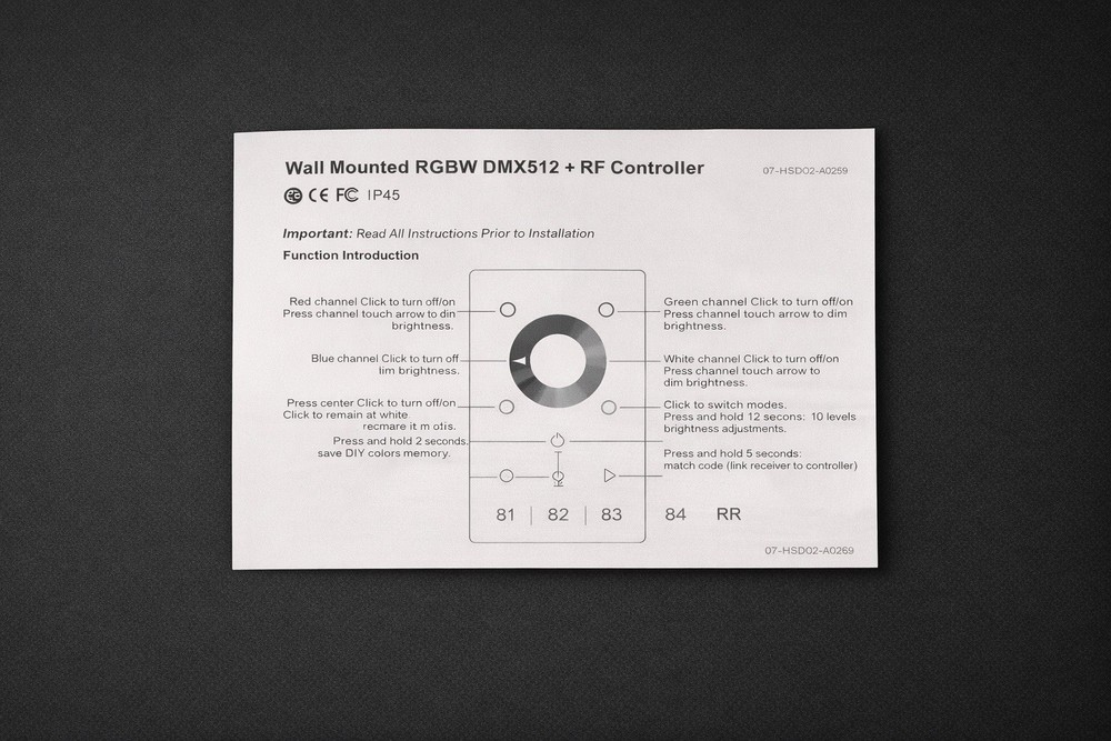 Wall Mounted RGBW DMX/RF Touch Control DMX Controller 4 Channel