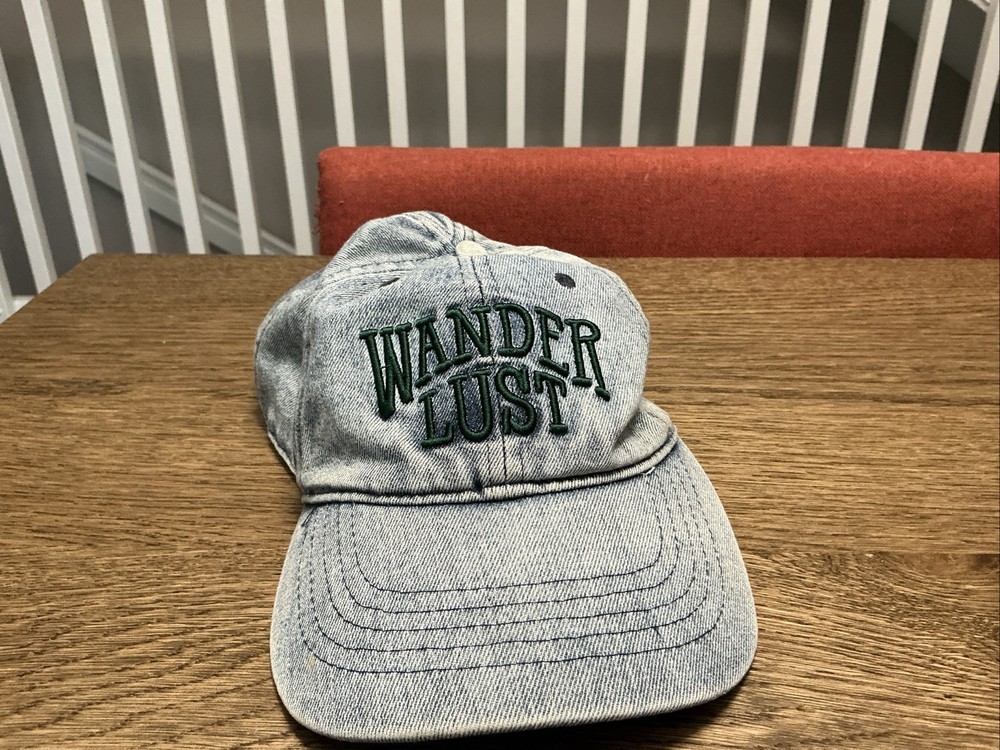 Wander Lust Hat Cap Strap Back Womens Blue Denim Adjustable