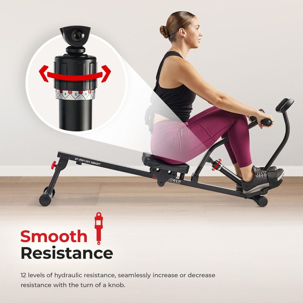 Compact Rowing Machine Quiet Smooth Adjustable Resistance Fully Body Workout