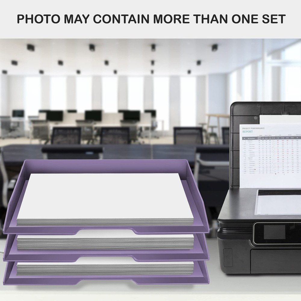 Stackable Letter Tray Single Side Load, Plastic, Desktop File Organizer (Soli...