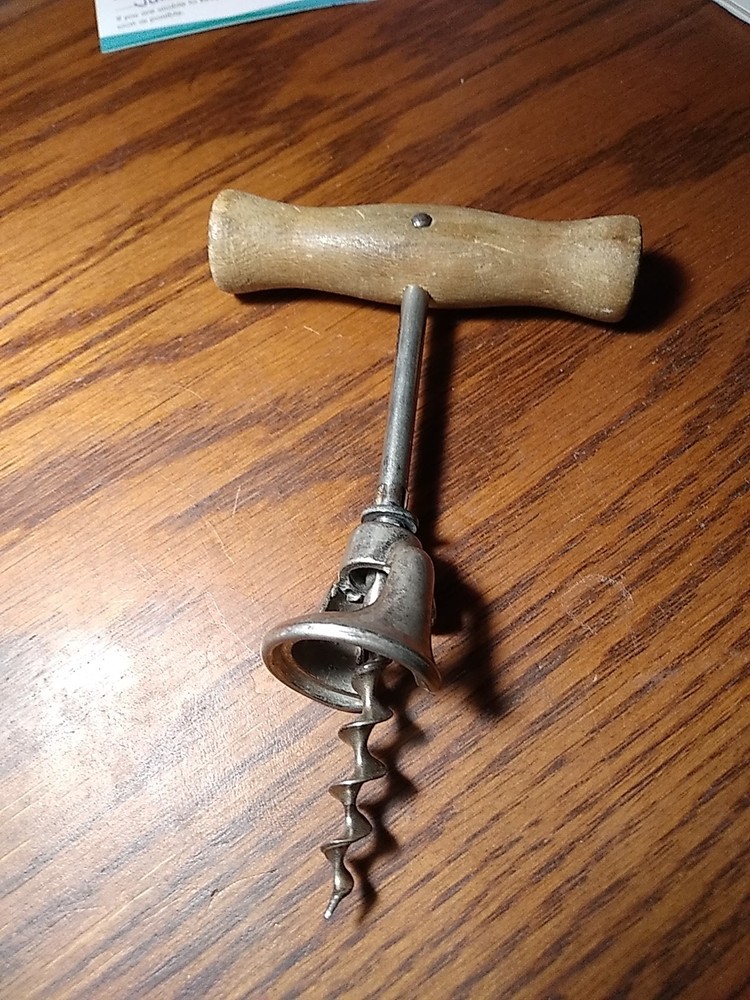Vintage Wood Handle Corkscrew Bottle Opener