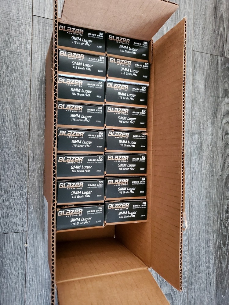 9mm used empty blazer ammo boxes with trays