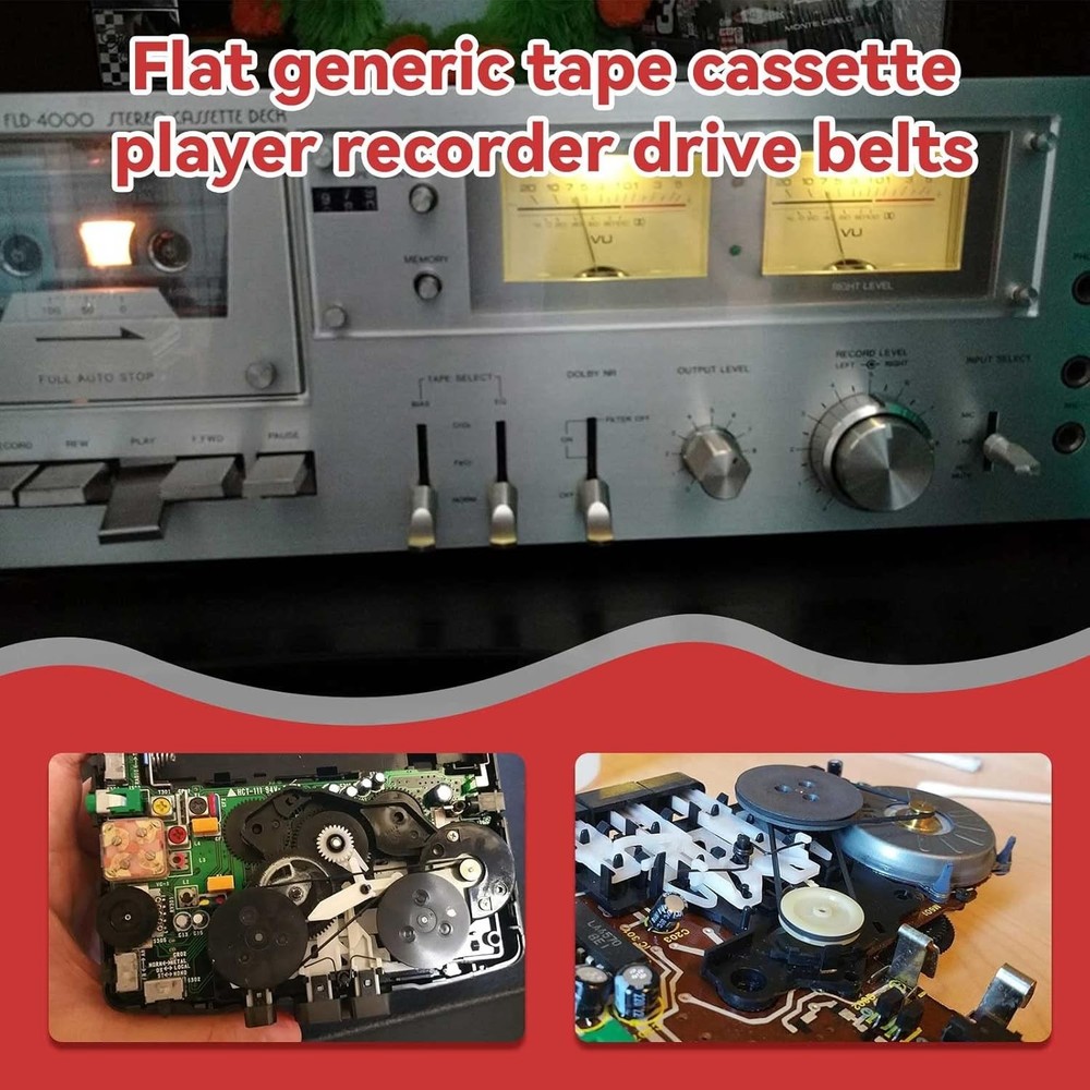 Efficient Rubber Belts for Cassette Recorders - 50PCS, 4mm Width (Mix Sizes)