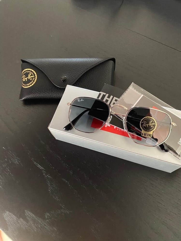 New Ray-Ban Hexagonal Silver Frame/ Gradient Grey 51mm RB3548 Sunglasses