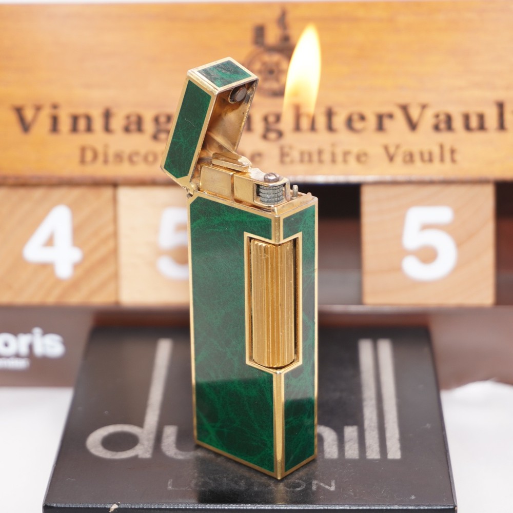 Dunhill Rollagas Lighter_Green Shell _Ultrasonically Cleaned_Working