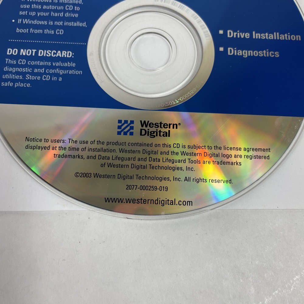 Western Digital Data LifeGuard Tools Version 11.0 CD 2003