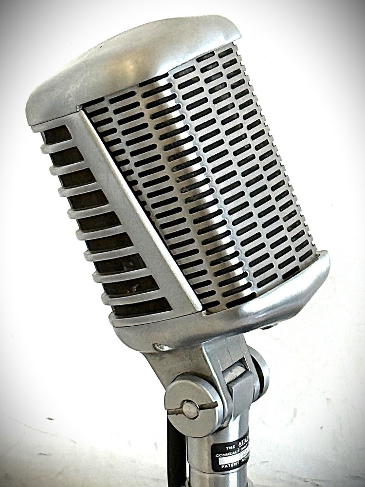 Vintage 1950's ASTATIC 77L Dynamic Microphone, original element, stand & cable