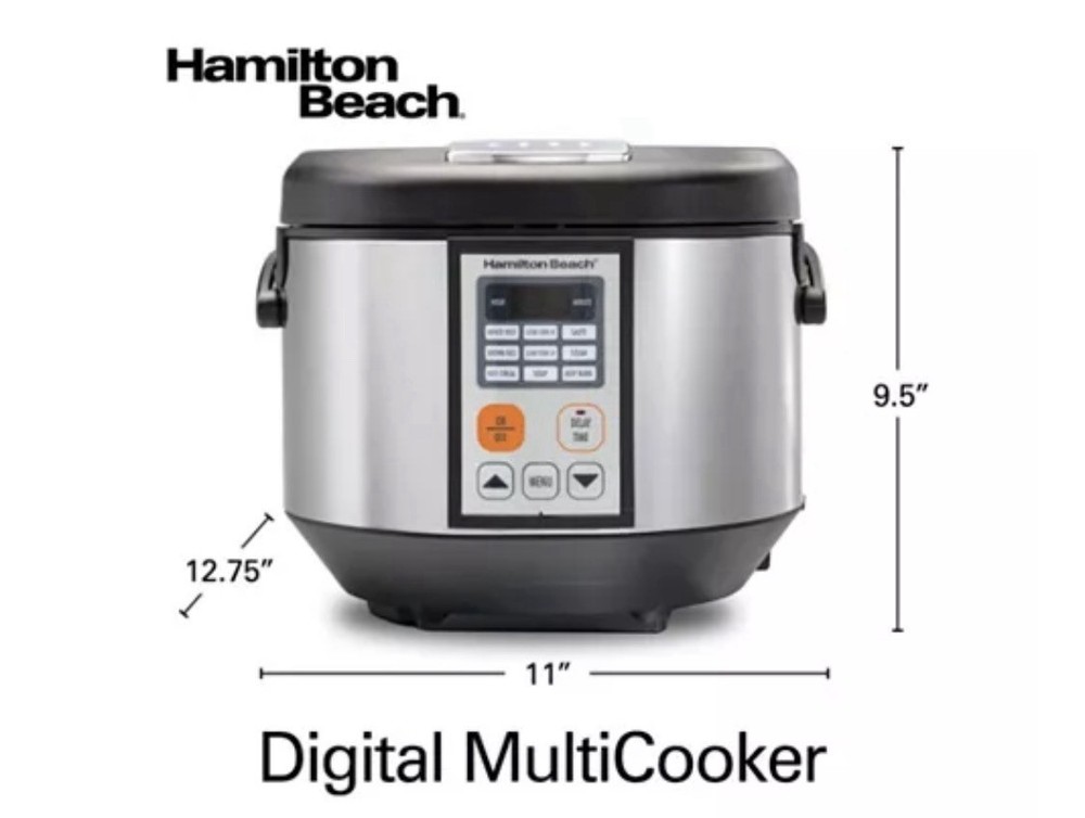 Hamilton Beach Digital MultiCooker 4.5 Quart Multi Functional Glass Lid