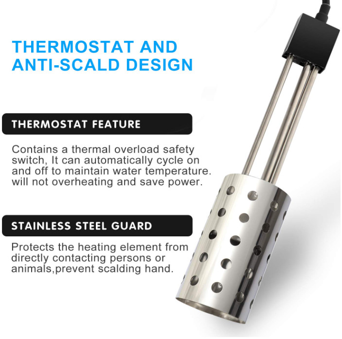 Calentador de Agua 1500W Inmersion con Control de Temperatura y Apagado