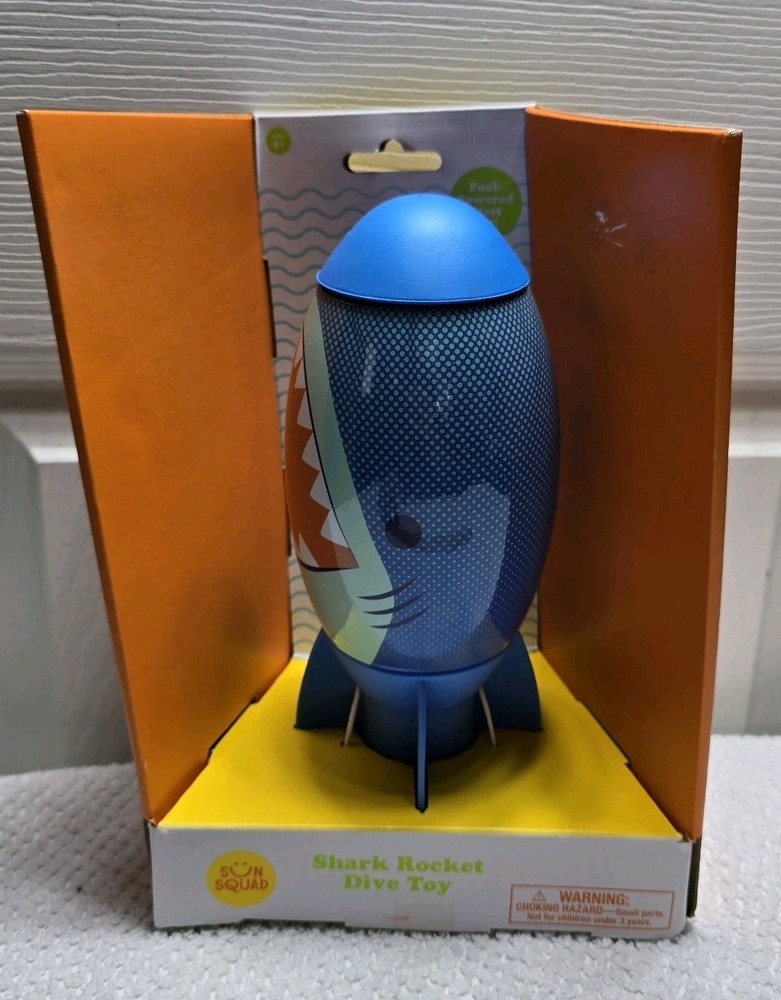 Sun Squad Blue Shark Rocket Dive Water Toy Pool Powered Blast Off Suction Cup