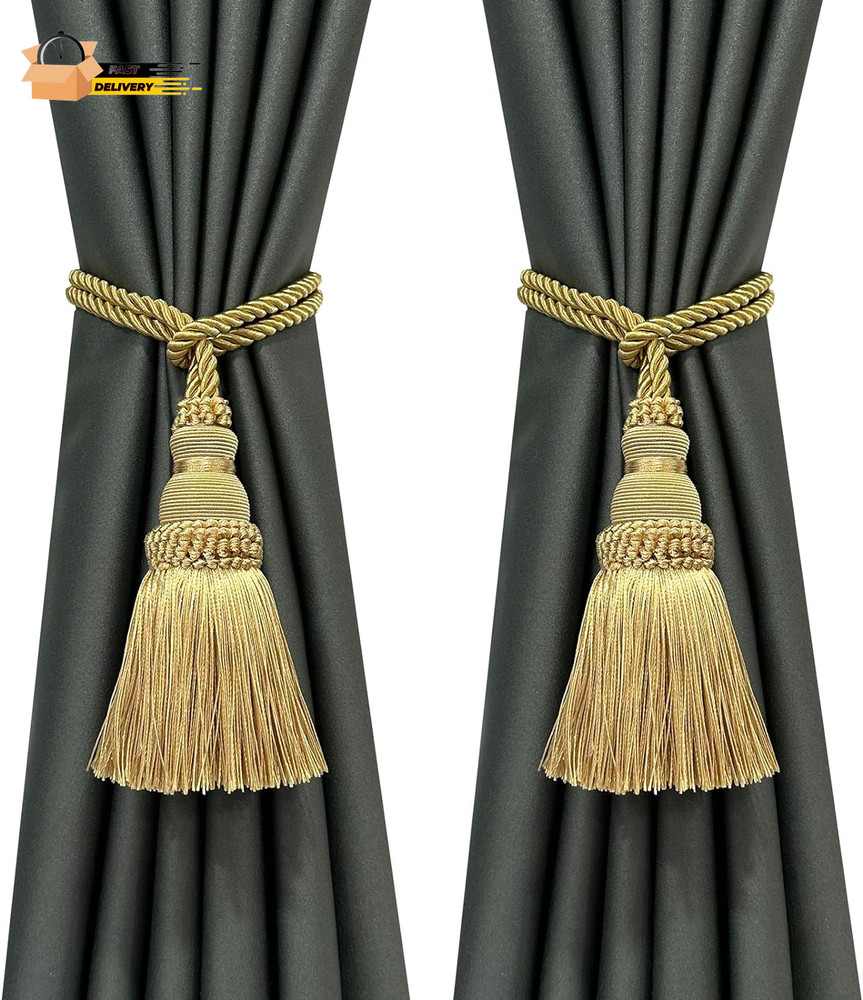 2 Pack Curtain Tie Backs Rope Tassels for Curtains Drape Tiebacks H
