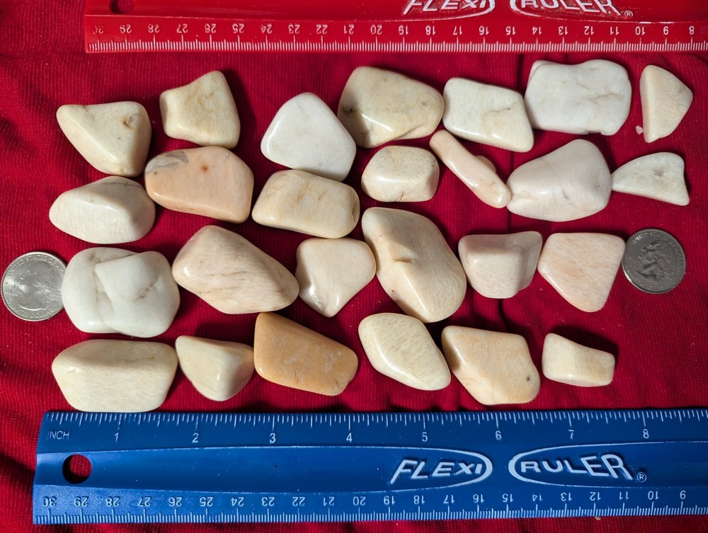 2 Off white large tumbled gemstones  per lot.