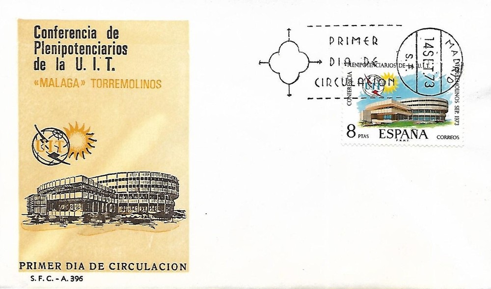 SPAIN 1973 FIRST DAY COVER, CONFERENCE HALL