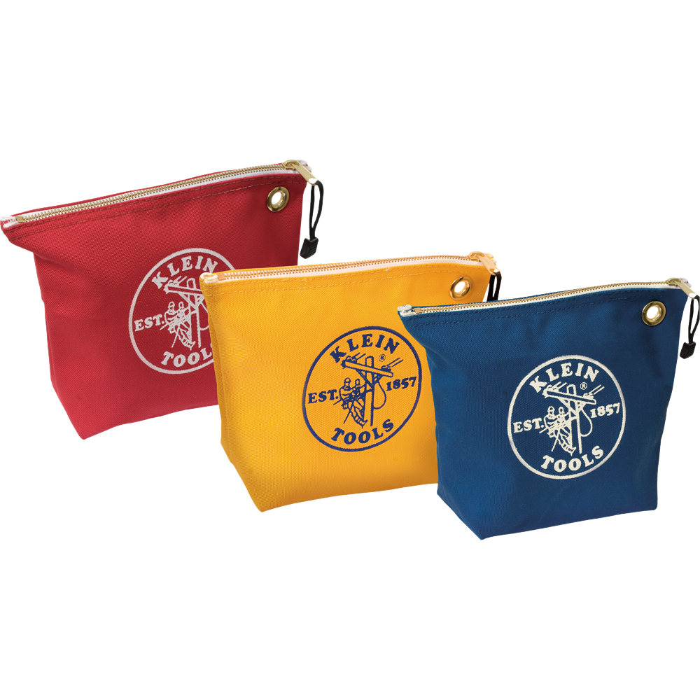 Klein Tools 5539CPAK 3.5 in. Assorted Canvas Zipper Tool Bag (3-Pack)