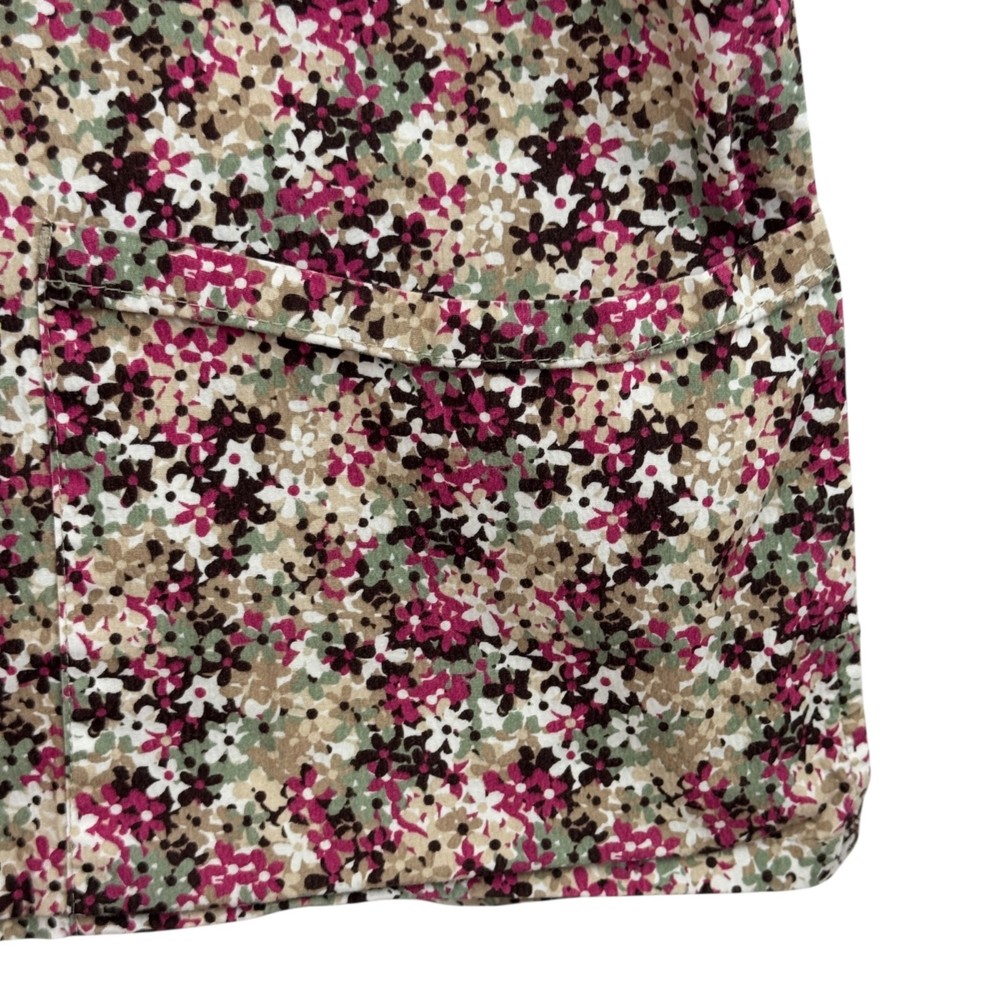 Nu Dimension Stretch Scrub Top Small Multi Color Flower Pattern Has Pockets A22