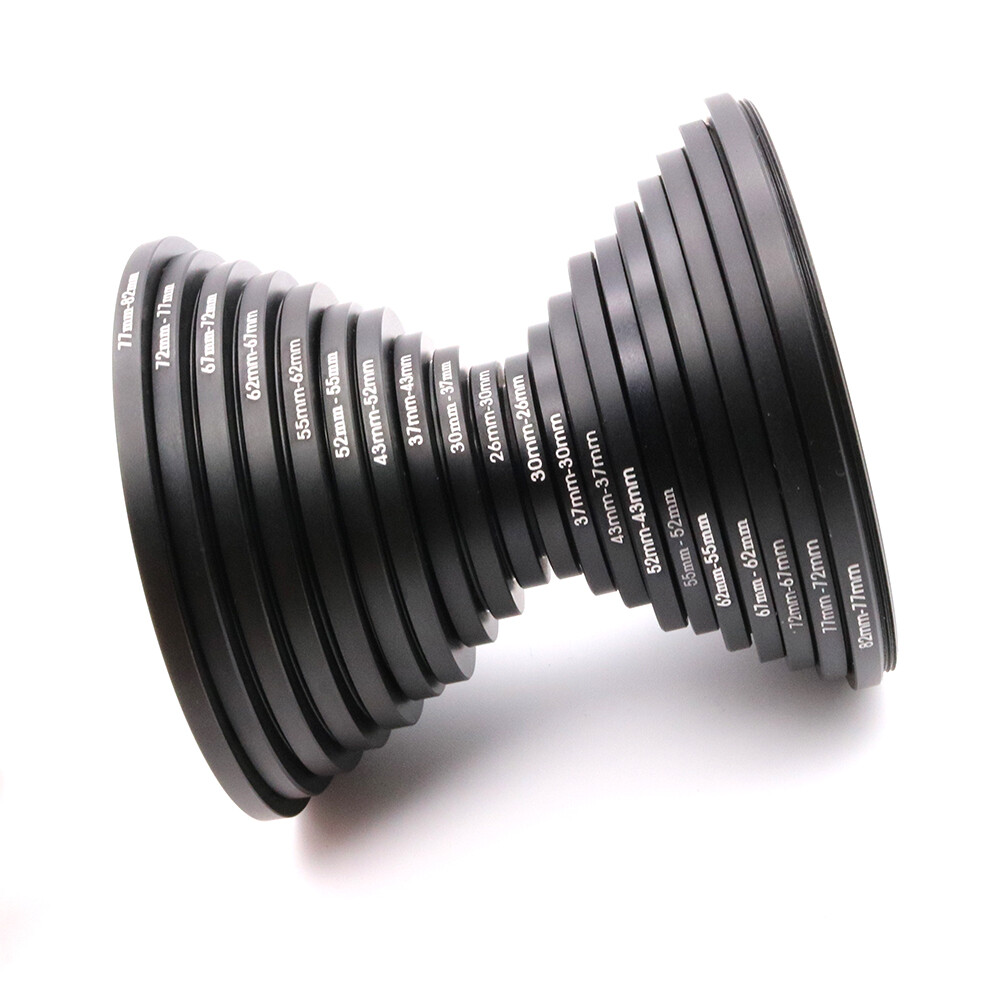 20PCS Camera Lens Filter Adapter with 10x Step Up Ring + 10x Step Down Ring Sets