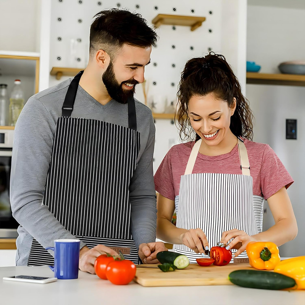 2 Pack Apron, Cooking Kitchen Aprons, Adjustable Bib Apron with 2 Pockets for Me