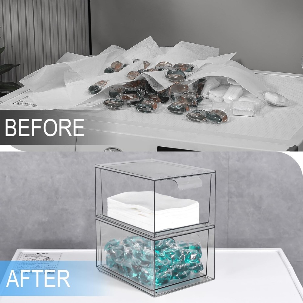 Stackable Laundry Pods Container and Dryer Sheet Holder, Dishwasher Pods Cont...