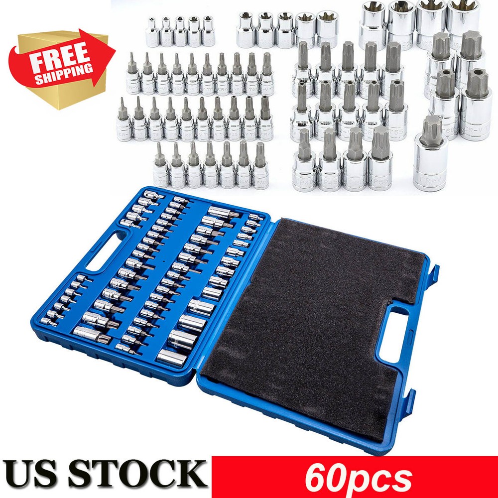 60Pcs Master Torx Socket Set Tamper Proof Security Bits Plus External Star