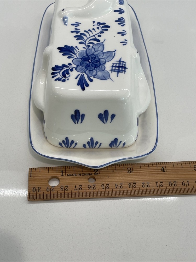 Hand Painted Delfts Blue Butter Dish