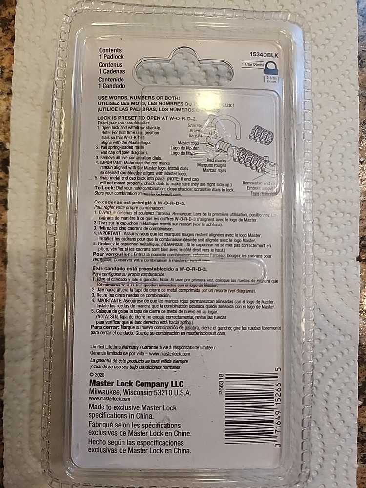 NICE! Master Lock 4 Digit Combination Padlock NIP