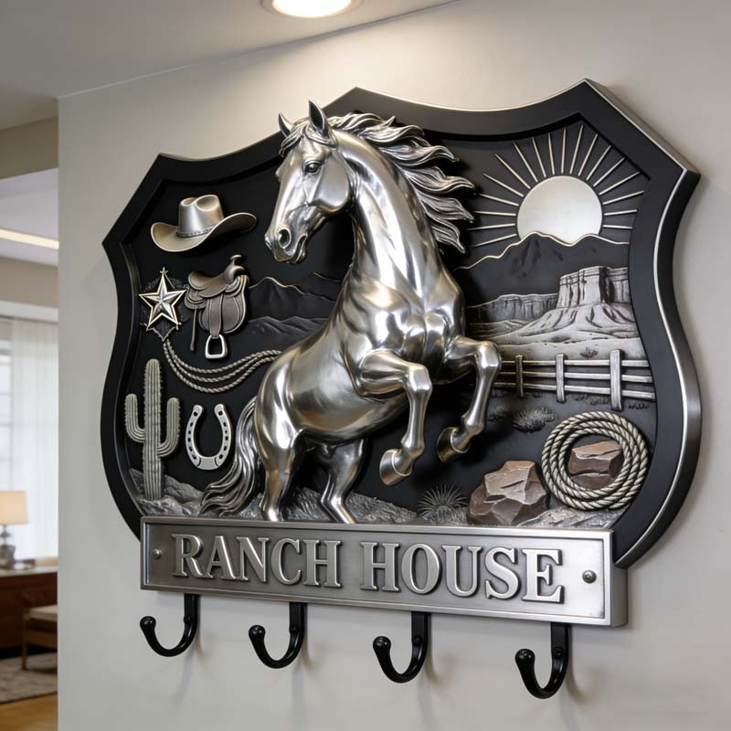 Personalized Western Ranch Horse-Themed Hooks key holder