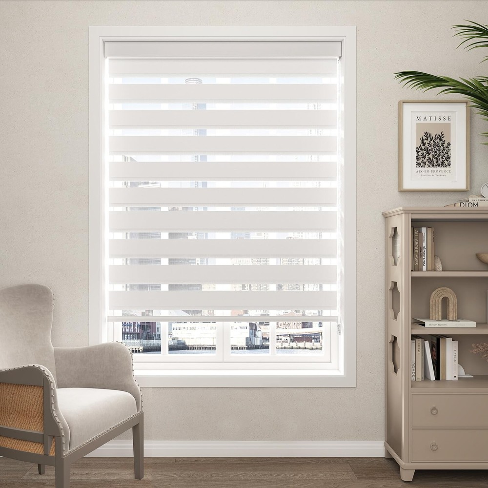 Zebra Blinds for Window Light Filtering Dual Layer Roller Shades Light Contro...