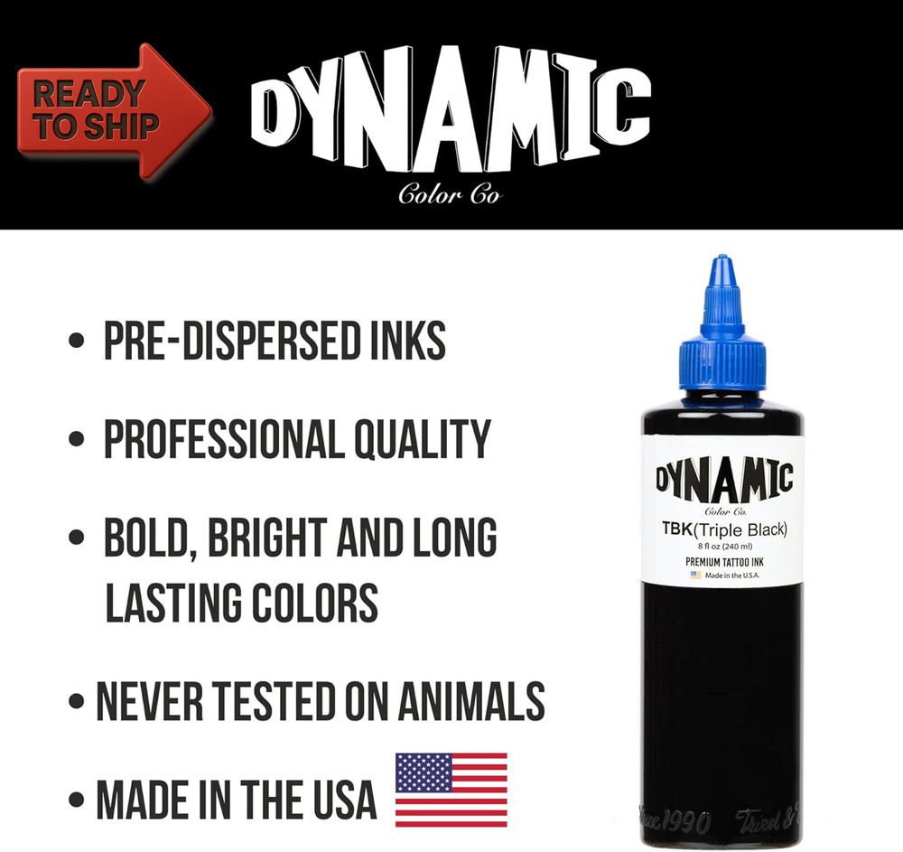 Dynamic Triple Black Tattoo Ink Bottle 8Oz