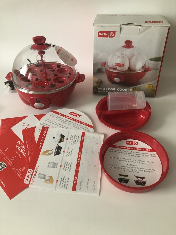 DASH Rapid Egg Cooker Automatic One Touch  6 Egg Boiled Poached Omelette NEW