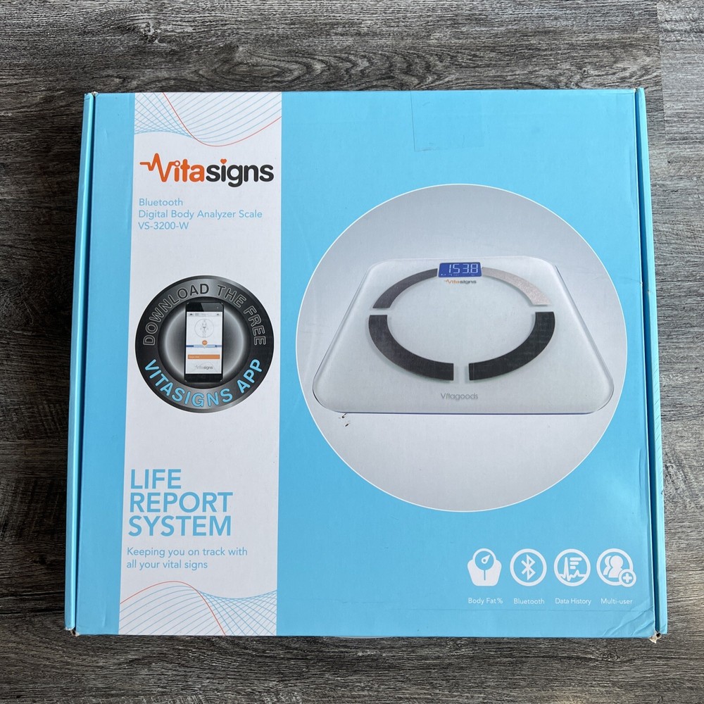 VitaGoods Smart Bluetooth Body Analyzer Scale, VS-3200-W White New VitaSigns