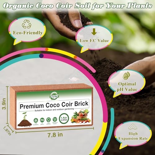 10-Pack Coco Coir Bricks, Organic Coconut Coir Soil for Plants, 10 Pack