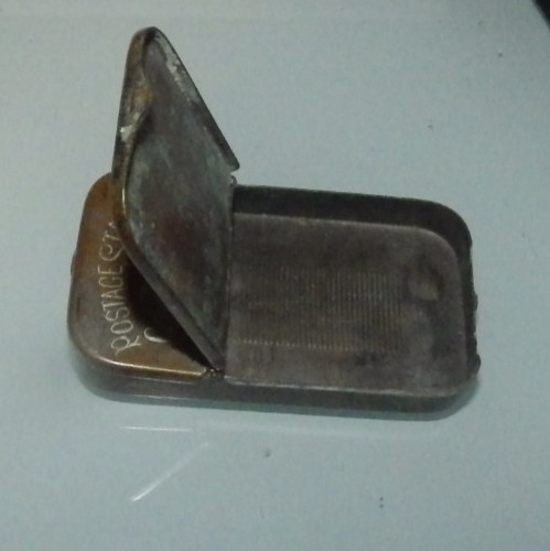 Antique Brass Postage Stamps / Match box with Ad. Baltimore Md.