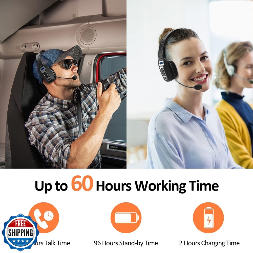LEVN Bluetooth Headset with Microphone, Trucker Bluetooth Headset