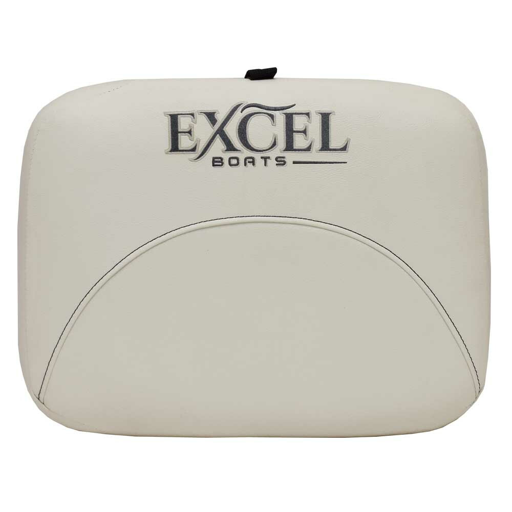 Excel Boat Backrest Cushion | Off White Vinyl W/ Logo