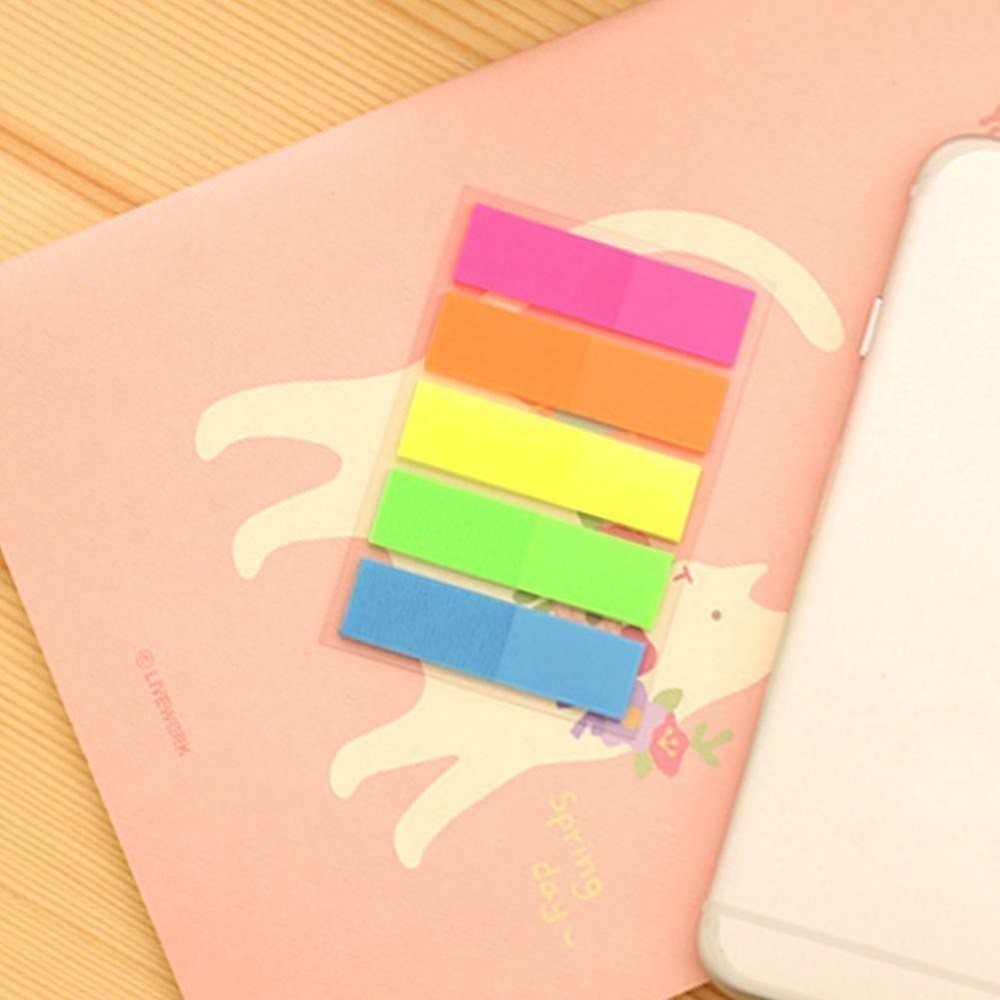 100Pcs Fluorescence Sticky Notes Memo Flags For Bookmark Sticker Colors US@