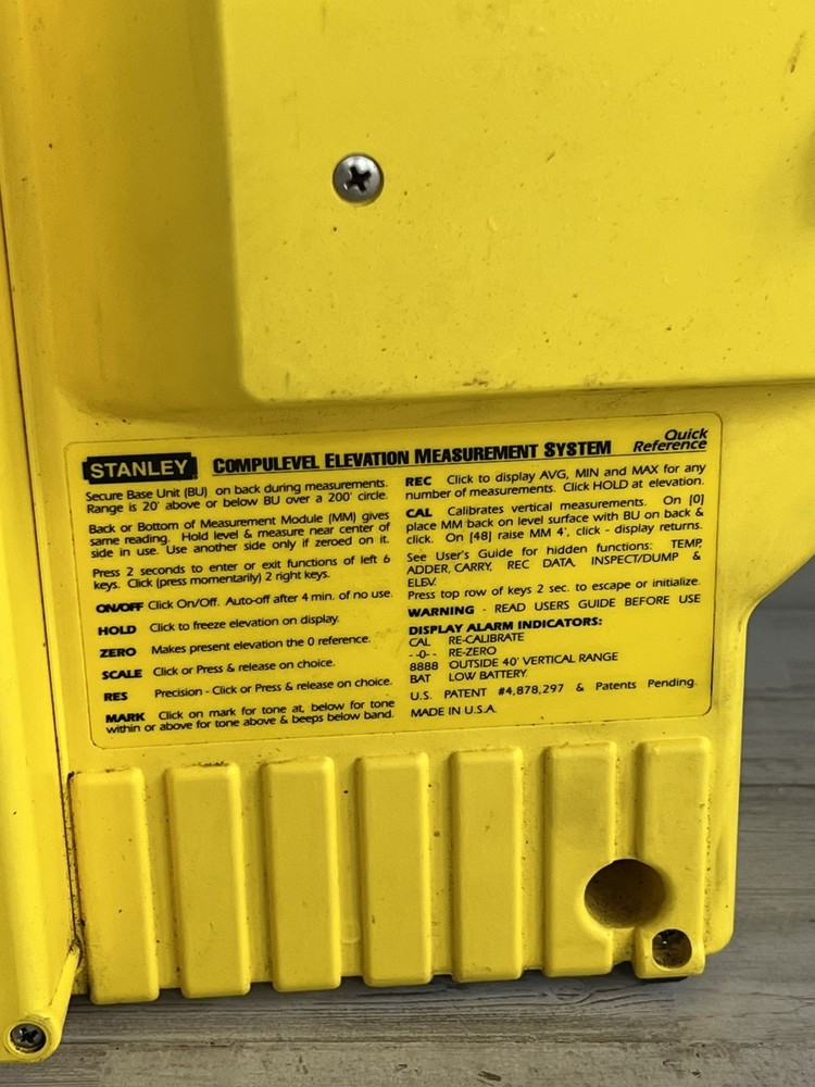 Stanley Compulevel Elevation Construction Measurement System 35-100 NOT WORKING