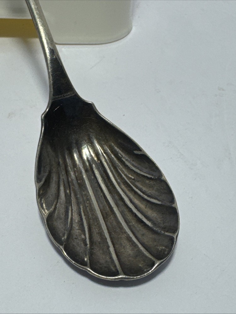 Fairpoint Manufacturing Co. Portrait Tea Caddy Spoon shell Design Silver c1880