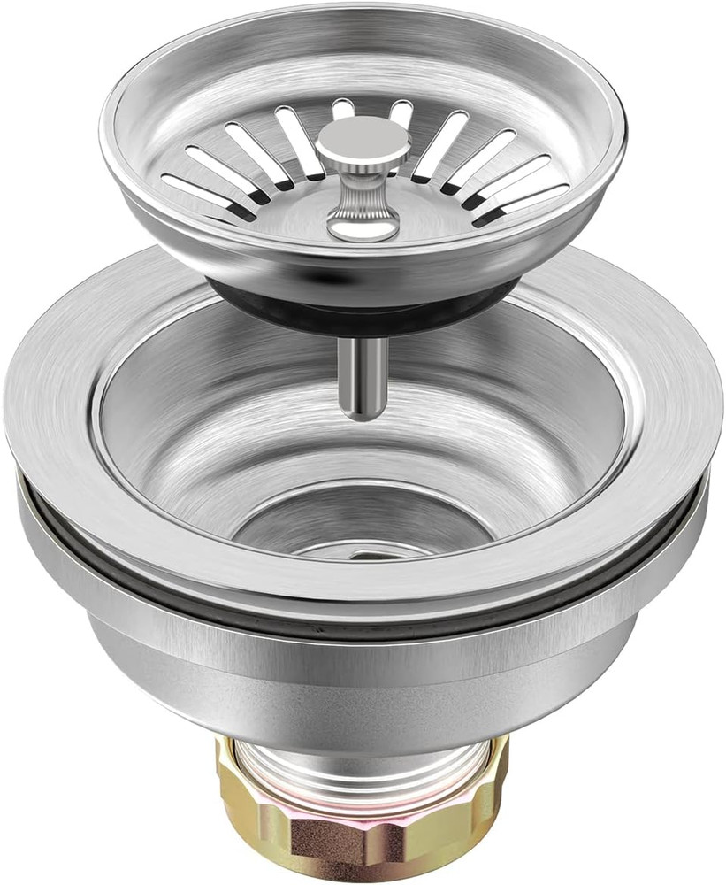 Sink Drain Assembly, Kitchen Sink Drain Strainer Kit with Removable Strainer Bas