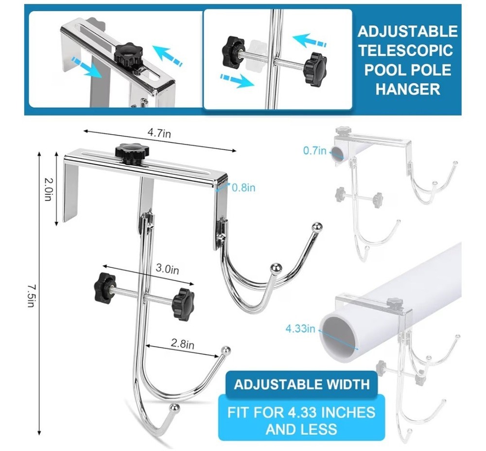 2pcs Adjustable Pool Fence Hooks.